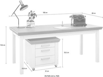 set one by Musterring Büromöbel-Set York, (2-St., bestehend aus Schreibtisch und Rollcontainer), Tisch Breite 180 cm
