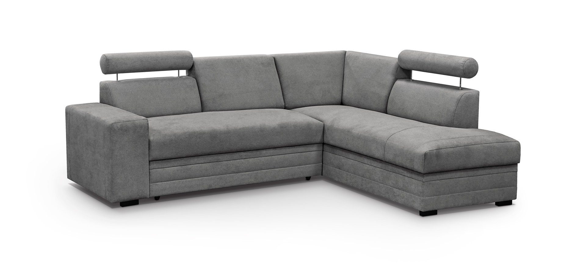 Beautysofa Ecksofa Roma, 250 cm breite L-Form Polsterecke, Schlaffunktion, Bettkasten, verstellbare Kopfstützen Grau (vardo 11)