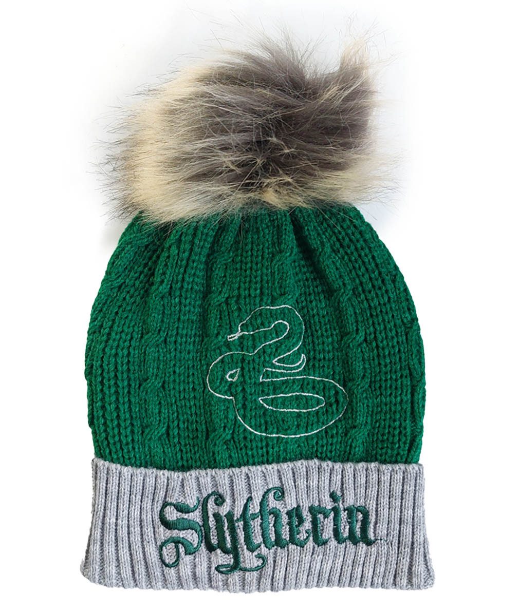 Harry Potter Bommelmütze Slytherin House Fur Pom Beanie Strickmütze Bommelmütze