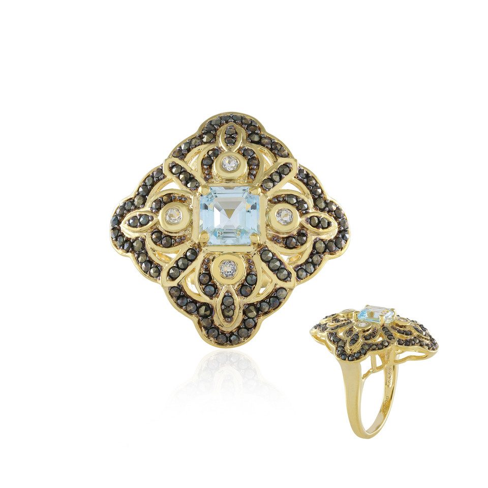Silberring Himmelblauer Topas Goldplattierter Silberring