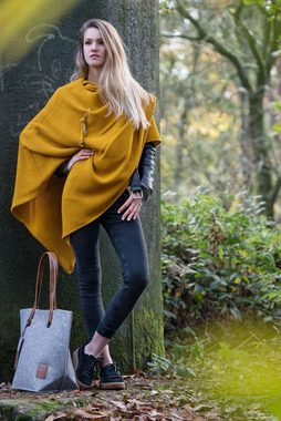 Knit Factory Strickponcho Jazz Poncho capes One Size Glatt Gelb (1-tlg) modern Strickware Strickartikel Poncho