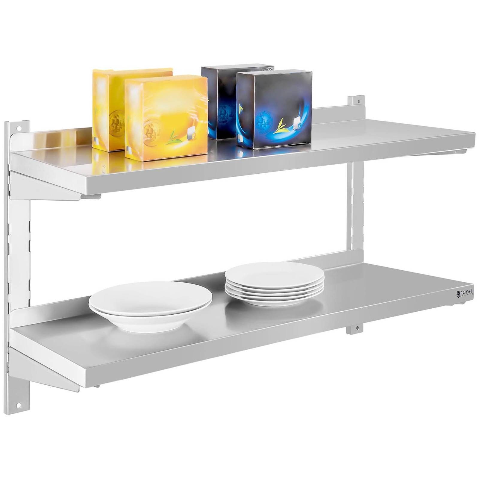 Royal Catering Hängeregal 80 x 30 cm Wandregal Gastro doppeltes Wandbord Ed günstig online kaufen