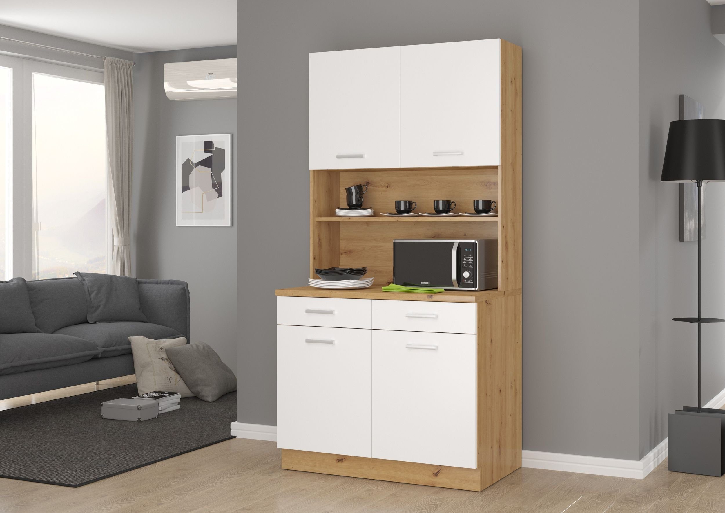 Küchen-Preisbombe Küchenzeile Mario 100 cm Buffetküche Buffet Küchenblock E günstig online kaufen