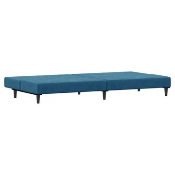 vidaXL Sofa Schlafsofa 2-Sitzer mit Fußhocker Blau Samt