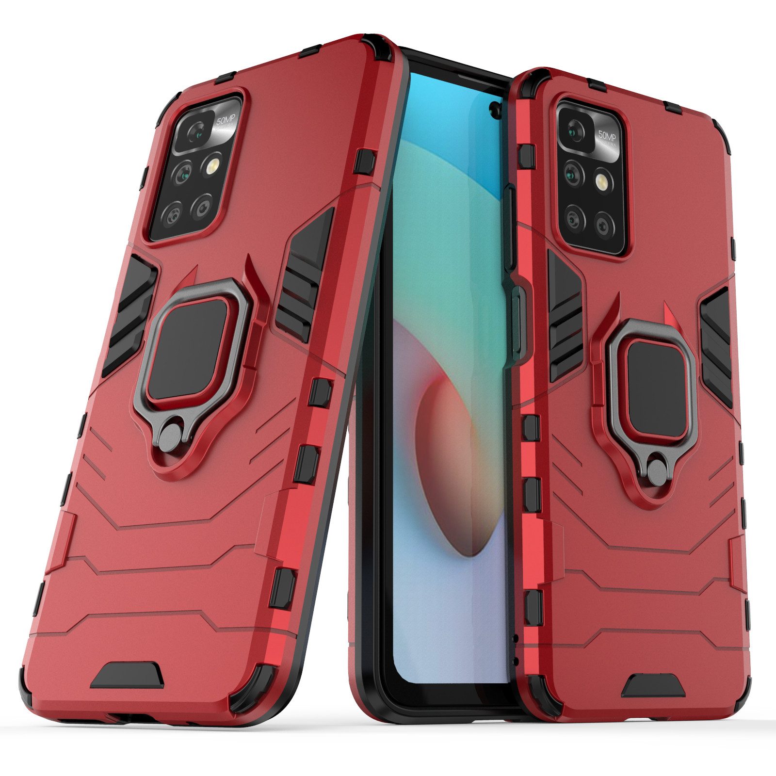 betterfon Handyhülle für Xiaomi Redmi 10 Outdoor Panzerhülle mit Slide-Kameraschutz, Mit Ringhalterung, Kamera-Schutz, Magnetplatte & 3-Schicht-Schutz