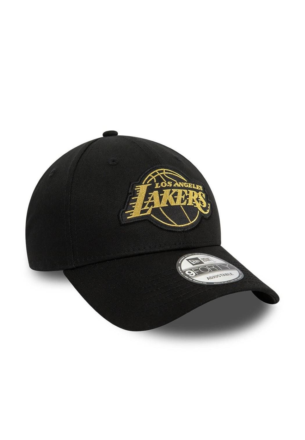 New Era Baseball Cap Los Angeles Lakers NBA Metallic Badge Schwarz Verstellbare 9Forty Cap (1-St)