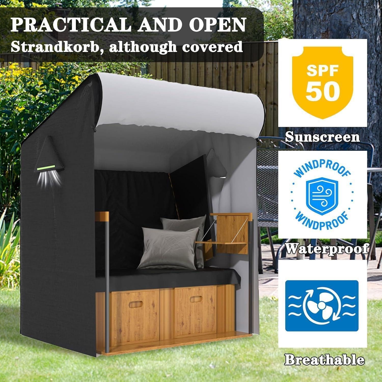 LuxusKollektion Strandkorb-Schutzhülle Schutzhülle Strandkorb 120/135 CM Winterfest Wasserdicht XXL
