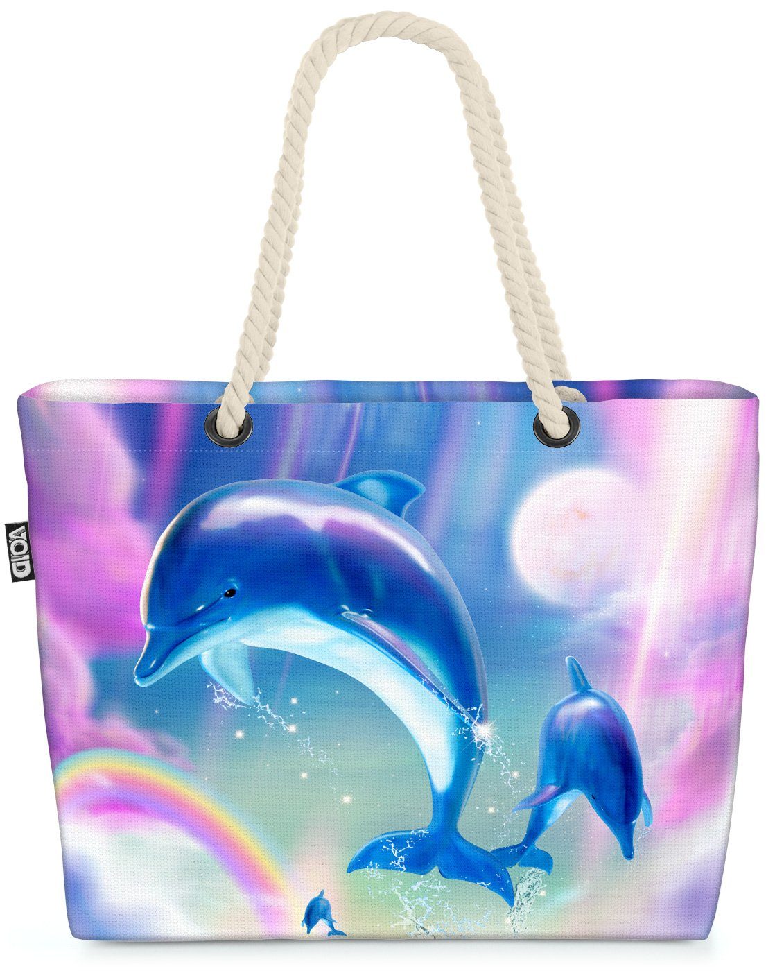 VOID Strandtasche (1-tlg), Delfine Regenbogen Bag Meer Dephine Kitschig Zoo Beach Regenbogen Einhorn