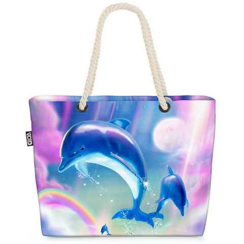 VOID Strandtasche (1-tlg), Delfine Regenbogen Beach Bag Kitschig Dephine Regenbogen Einhorn Meer Zoo