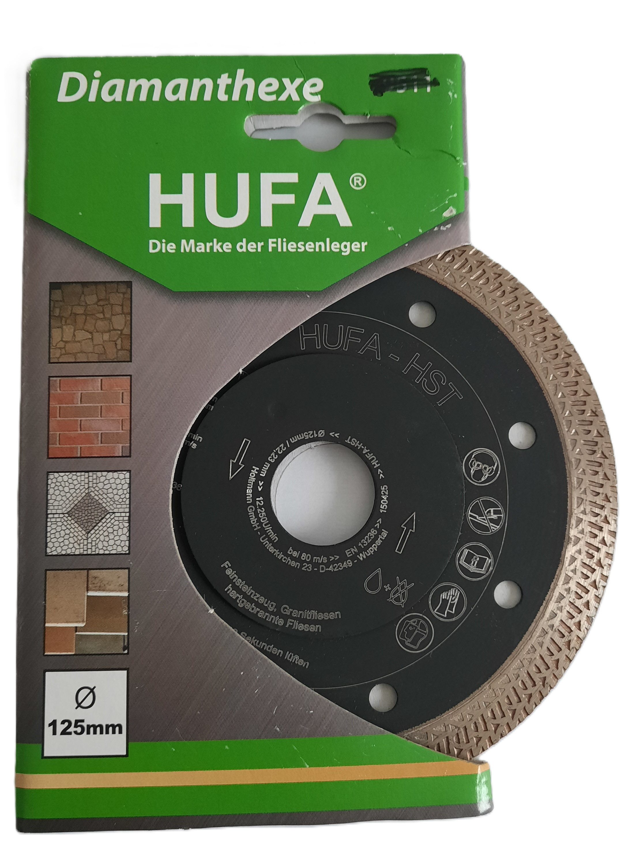 Hufa Diamanttrennscheibe Hufa Fliesen Diamanttrennscheibe Fliese HST Ø 125mm, geschlossener Schneidrand