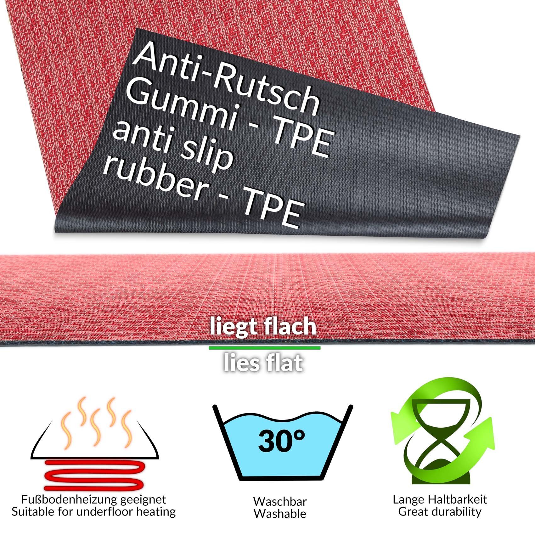 ANRO Küchenläufer ITACA Hochwertig Küchenteppich Teppich Textil, Eckig, Höhe: 3 mm, Velour