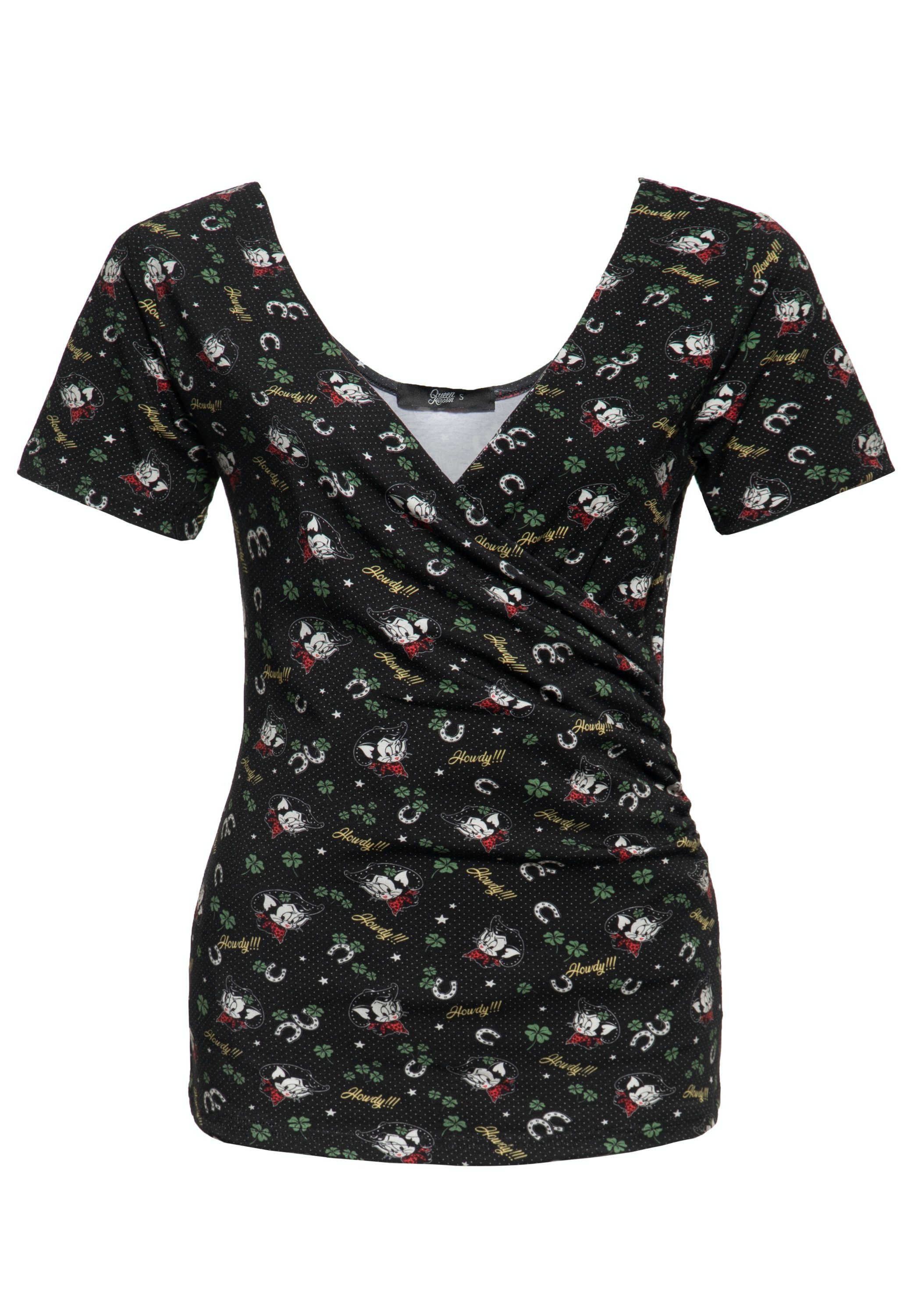 QueenKerosin Vintage Blusentop All-over-Print mit