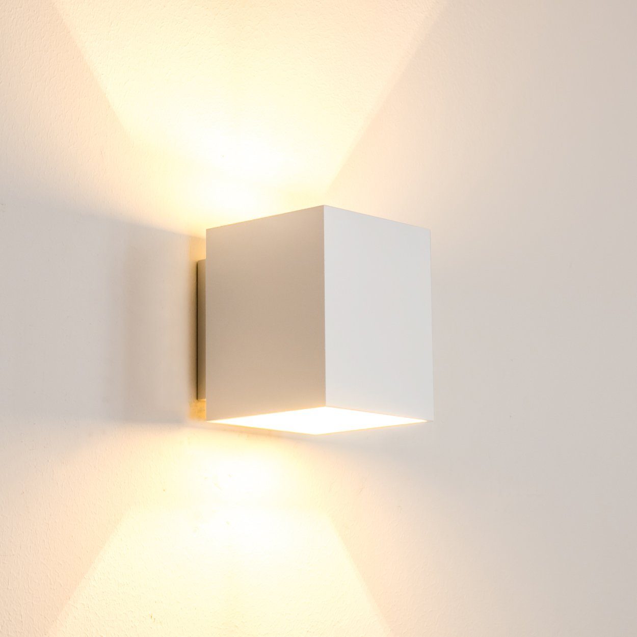 hofstein mit Lichteffekt, Weiß, Up ohne Wandleuchte Leuchtmittel, Metall & Cube/Innen mit in aus moderne 1xG9, »Albe« Wandlampe Down-Effekt