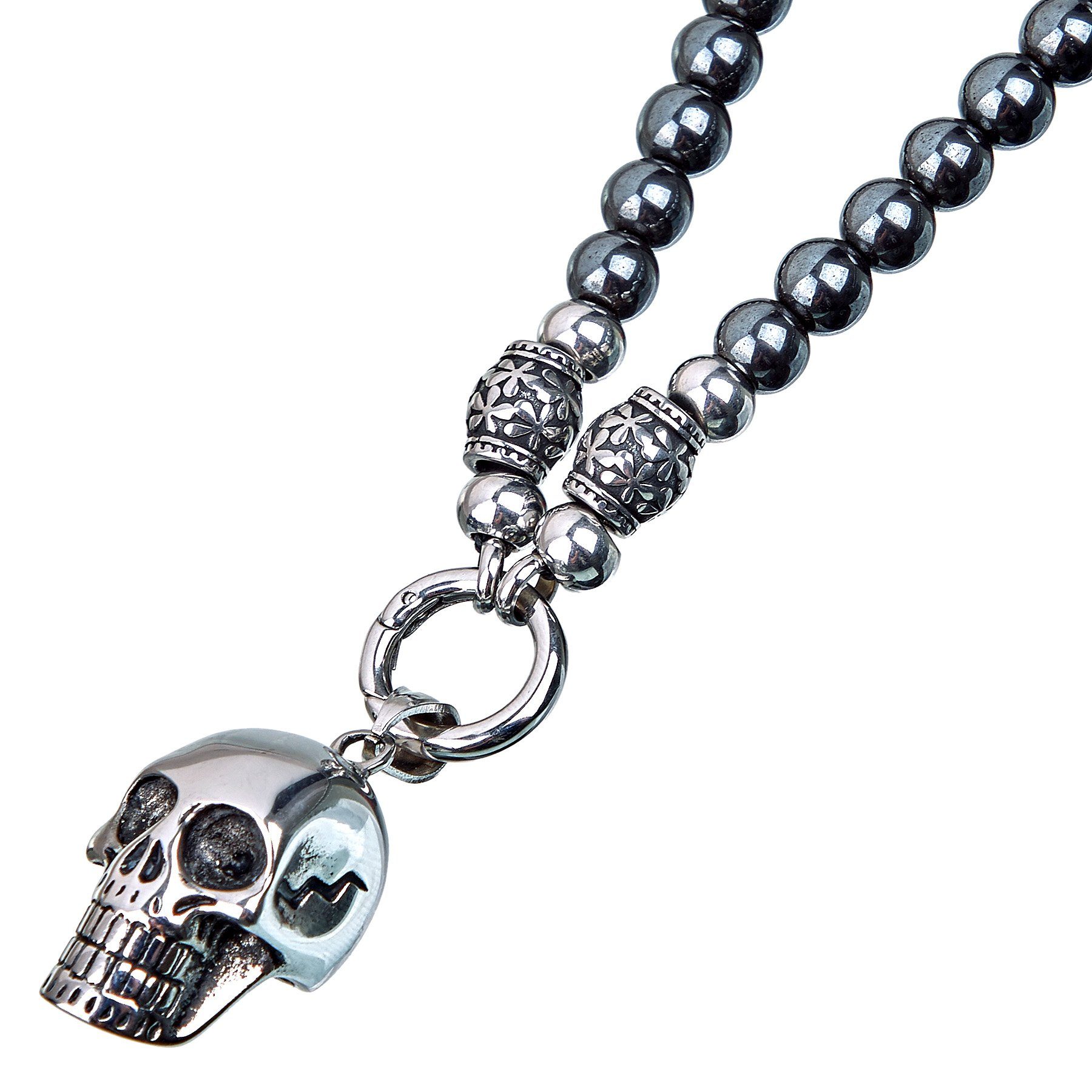 Aaron Bane Perlenkette Damen/Herren Verschluss SKULL Federring mit Halskette, für (1-tlg) CLASSIC