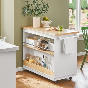 SoBuy Küchenwagen FKW107-II, mit Arbeitsplatte Kücheninsel Küchenschrank Sideboard Servierwagen