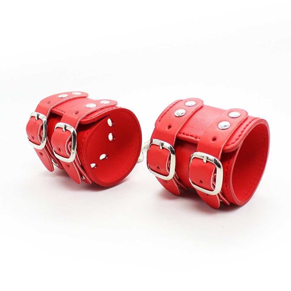Kunstleder aus Handfessel Handfesseln Packung, mit 2-tlg. Rot, PVC doppelter Schnalle