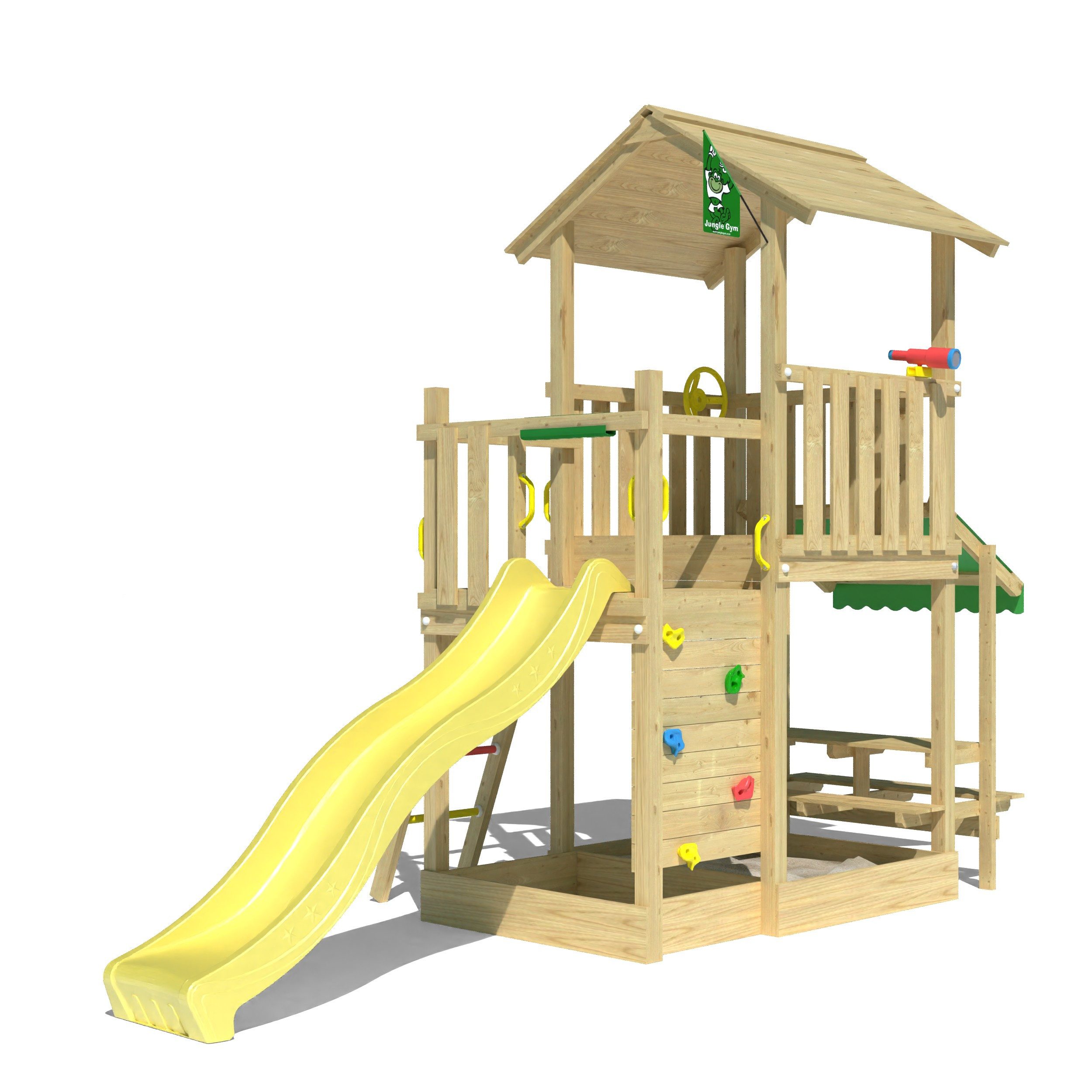 Jungle Gym Spielturm Keep, Spielanlage mit Mini Market und Rutsche mit Wasseranschluss