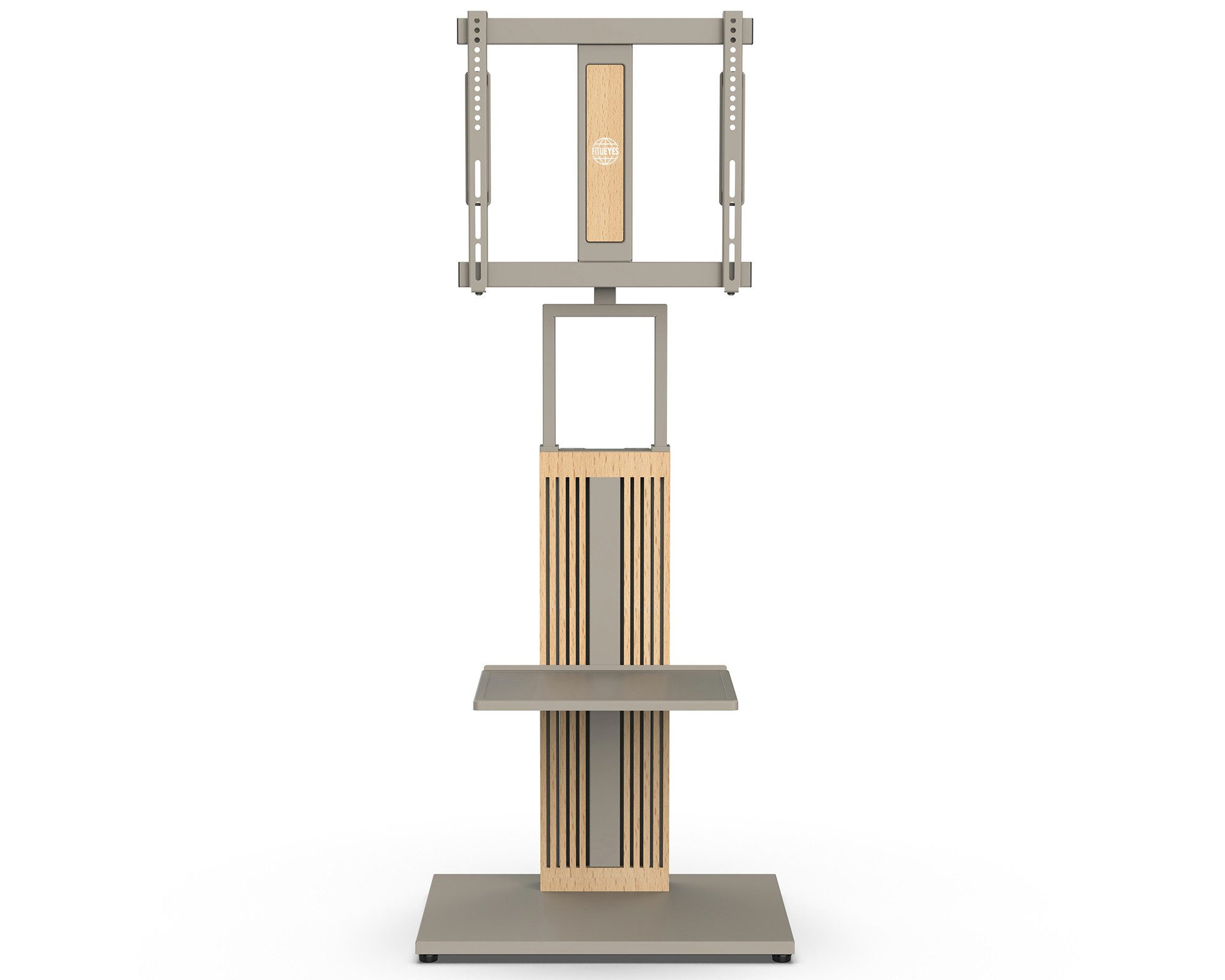 FITUEYES TV-Ständer aus Holz, mit höhenverstellbarer Ablage, ±15° schwenkbar, 32-65 Zoll, (bis 65,00 Zoll, höhenverstellbar, mit Kabelmanagement)