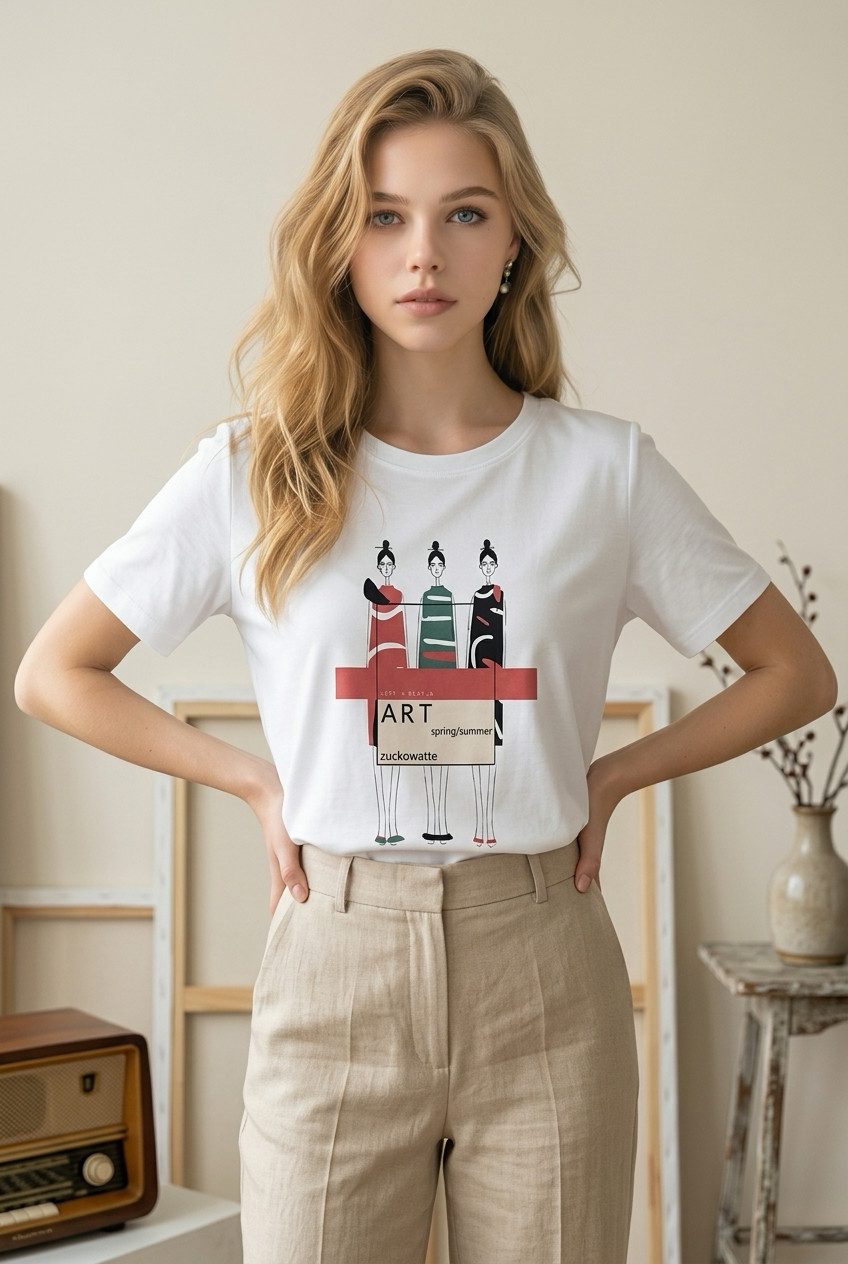 Zuckerwatte Print-Shirt