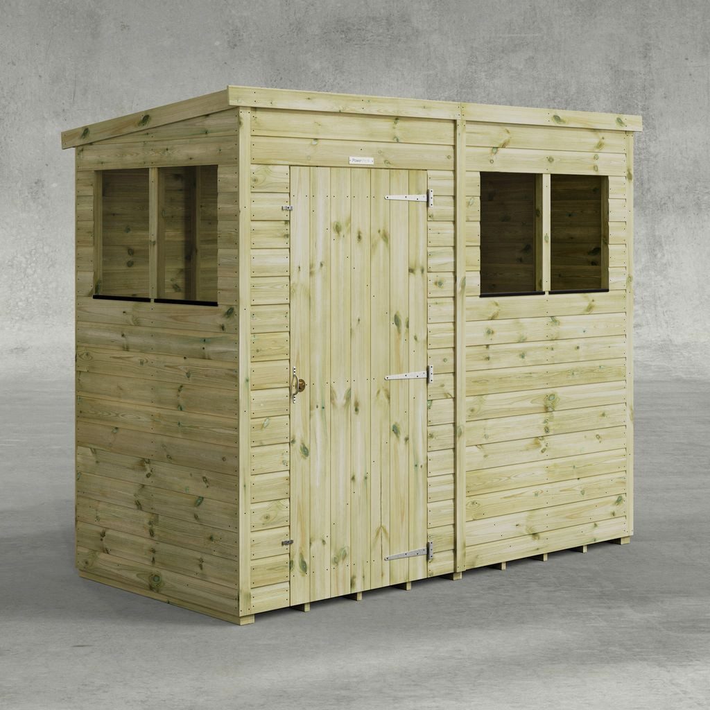 Powersheds Gartenhaus mit Premium Pultdach aus Nut- und Feder Vollholz, BxT: 240x120 cm, (Polyester-verstärkte Dachpappe, gehärtetes Glas, hochwertiges Holz), Hochwertiges Holz