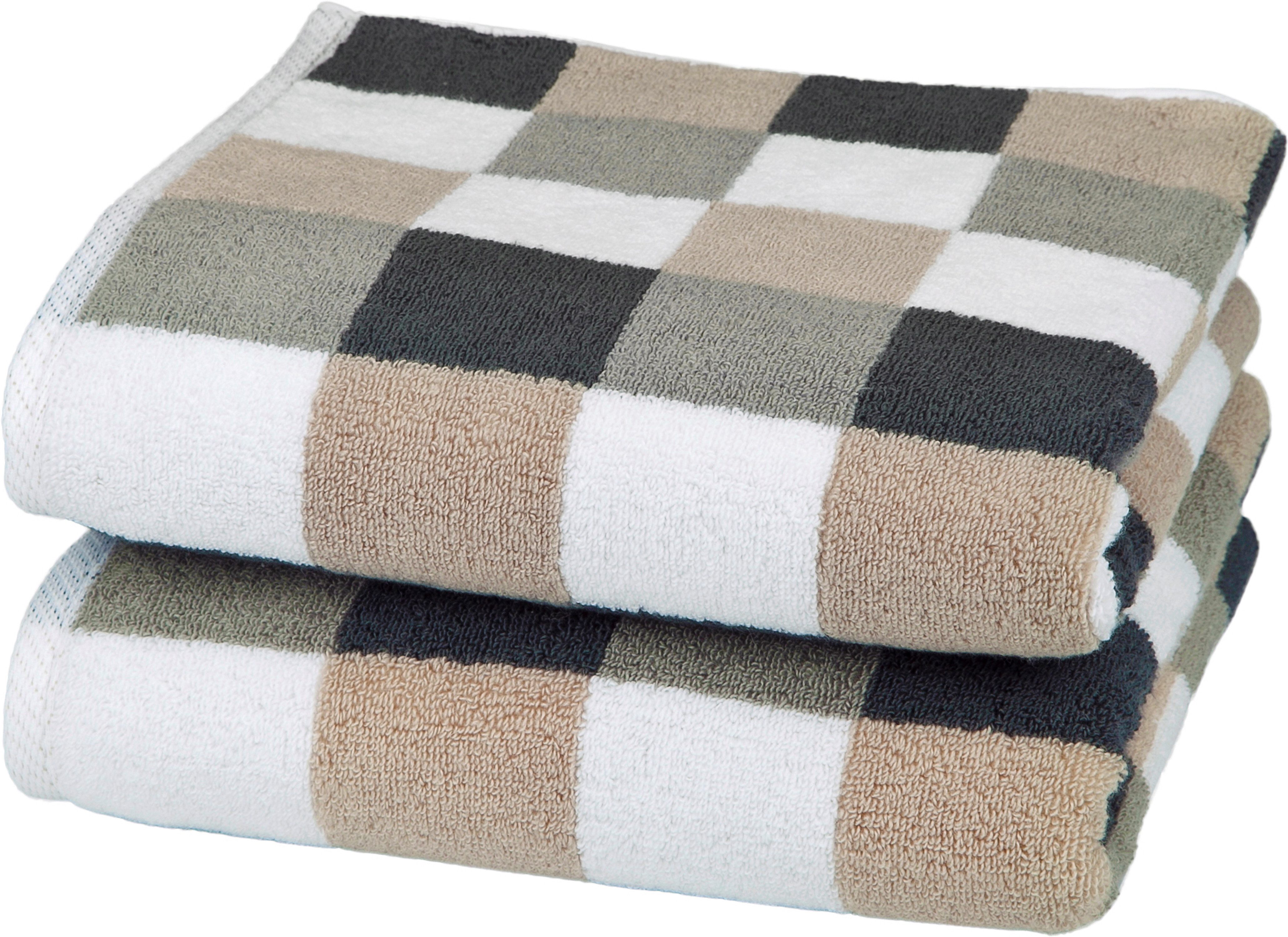ROSS Handtücher Würfelfond, Frottier (Set, 2-St), 100% Baumwolle
