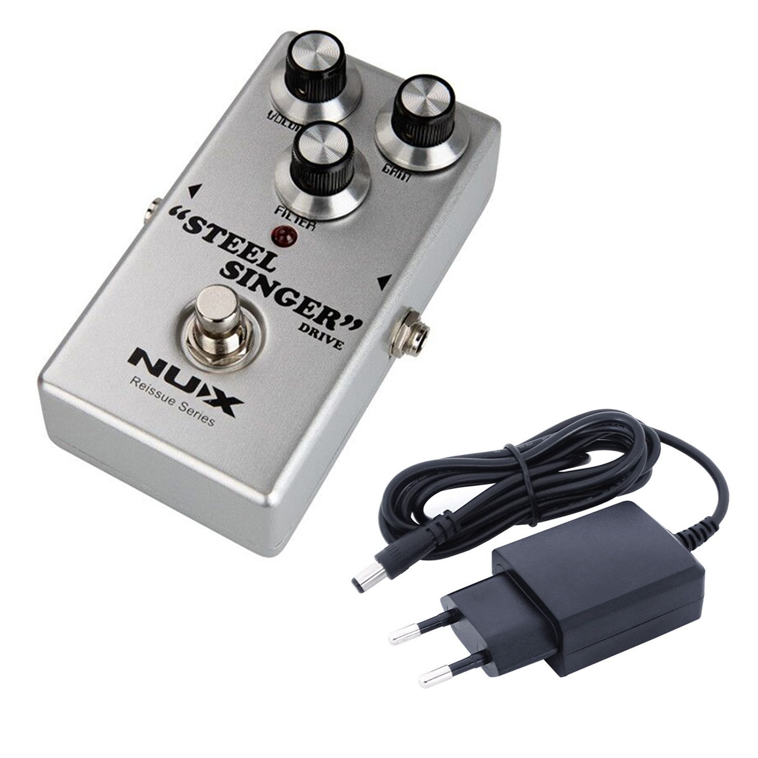 E-Gitarre Nux Steel Singer Overdrive Pedal Effektgerät mit Netzteil