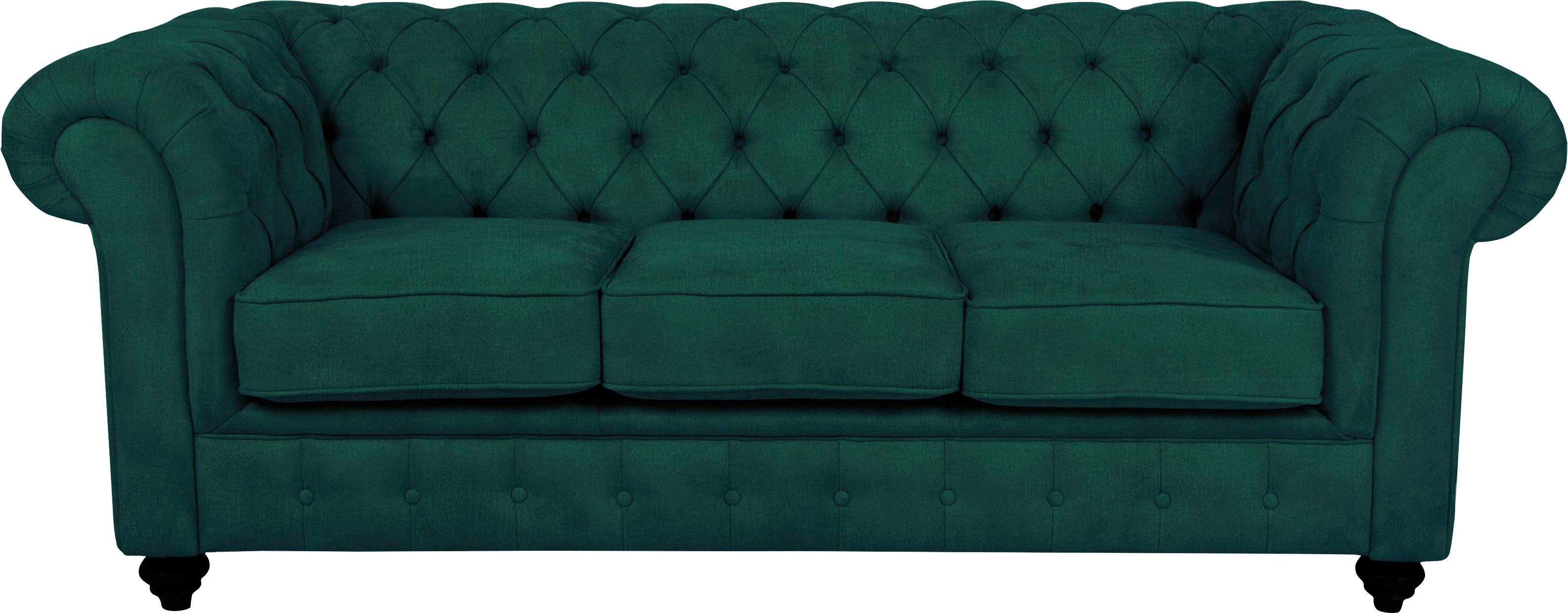 Home affaire Chesterfield-Sofa Duc 3-Sitzer, hochwertige Knopfheftung im Rücken, Samtoptik mit changierender Optik