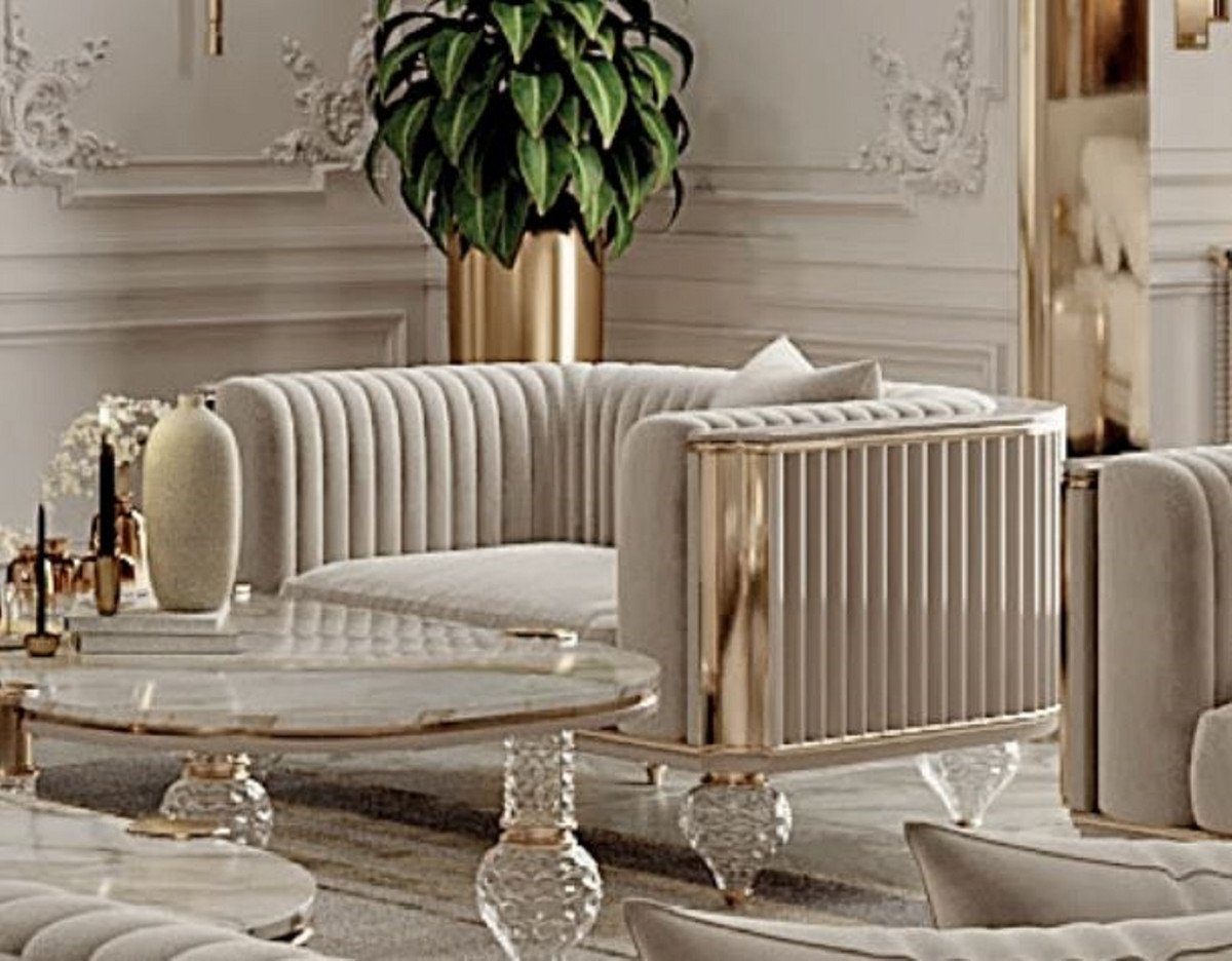 - Gold Wohnzimmer Deco - Luxus Sessel Art Möbel Einrichtung Deco Grau Art 110 Sessel / Luxus 96 Casa Sessel Möbel cm Padrino Casa 75,5 H. x - - Einrichtung Art Deco Wohnzimmer Padrino x Hotel - - Luxus Sessel - Möbel