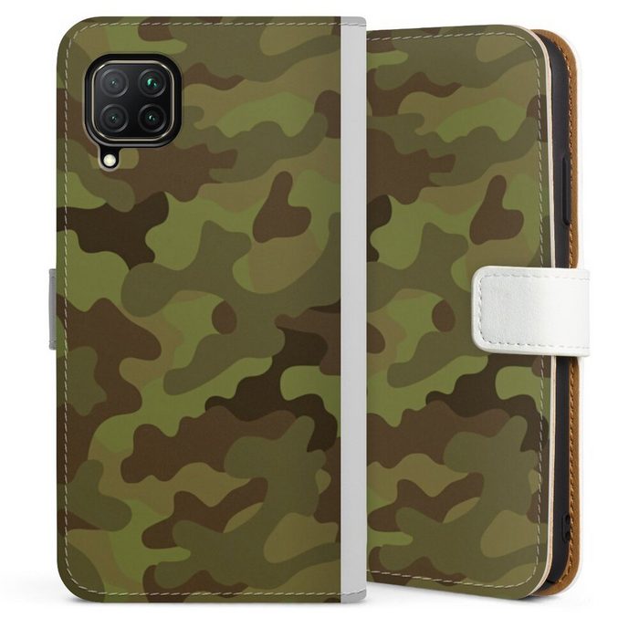 DeinDesign Handyhülle Camouflage Tarnmuster Black & Bold Military Denim Camo Huawei P40 Lite Hülle Handy Flip Case Wallet Cover Handytasche Leder