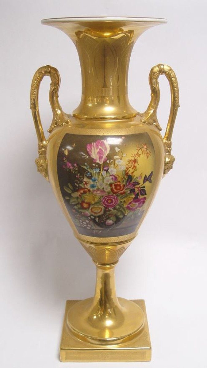 Casa Padrino Dekoobjekt Barock Porzellan Vase mit 2 Griffen H. 60,5 cm - Luxus Hotel Vase