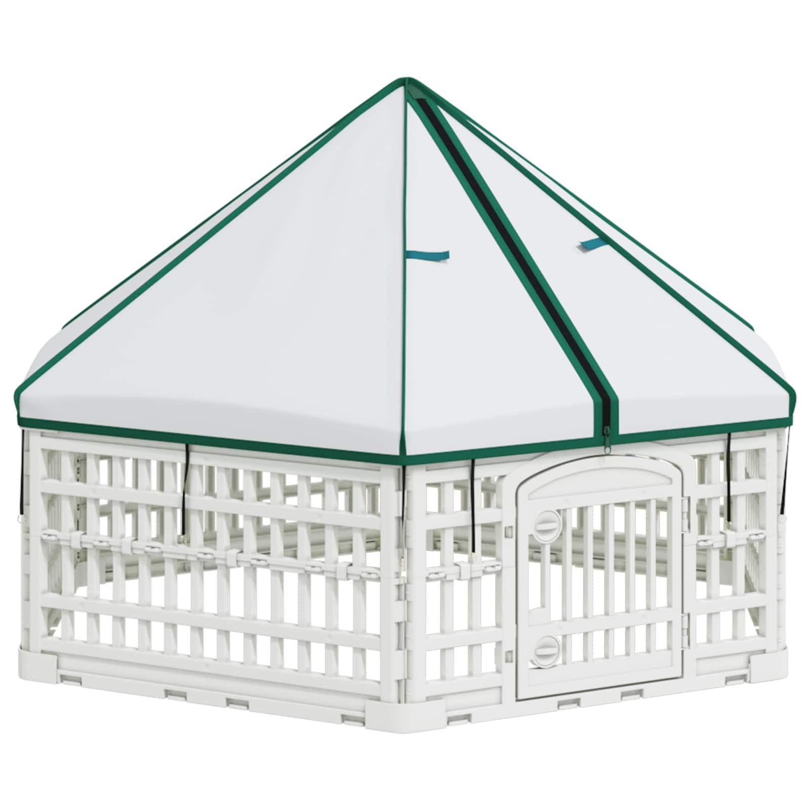 vidaXL Freigehege 6-Panel-Hundespielplatz 122 x 106,5 x 82 cm Kunststoff Weiß