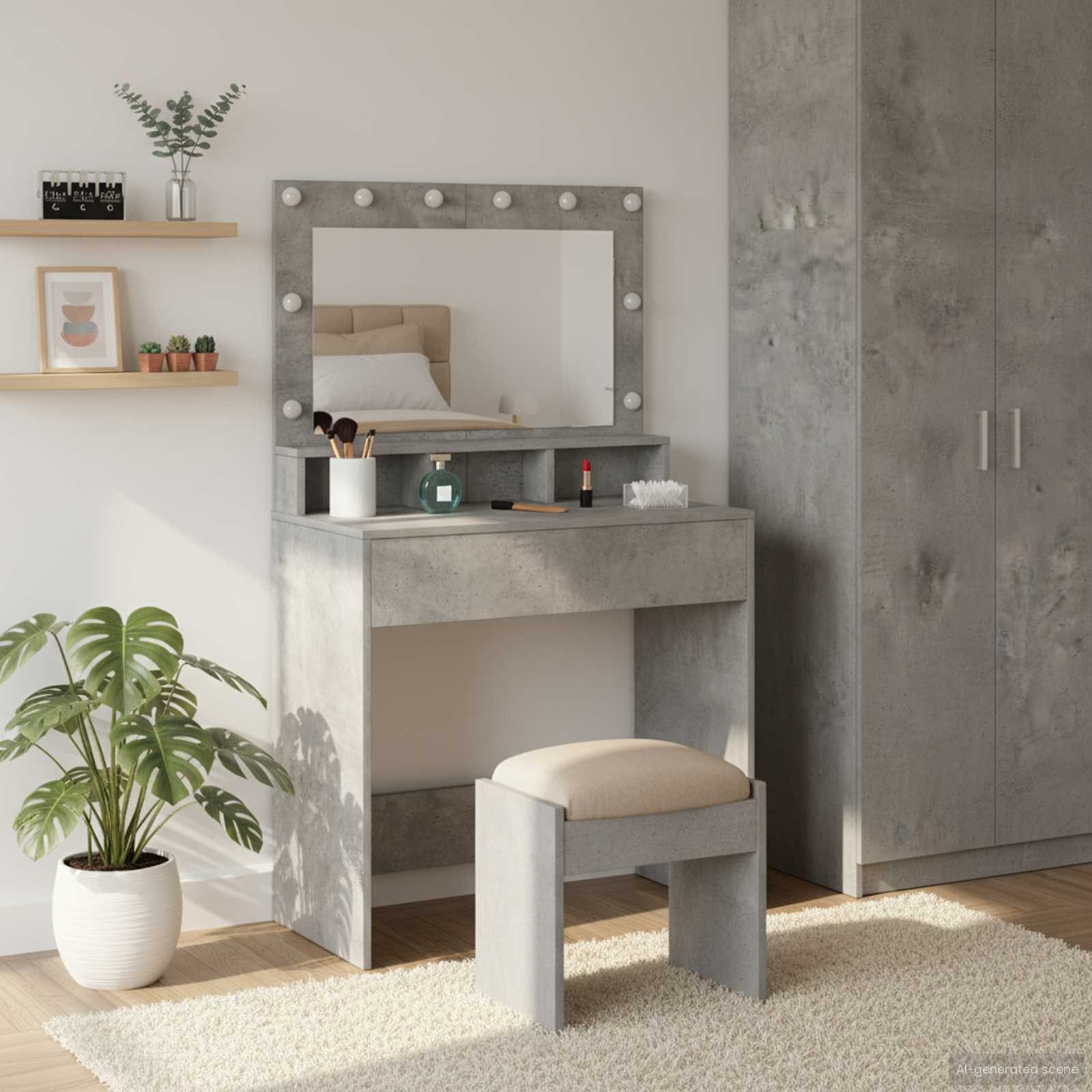 vidaXL Schminktisch Schminktisch Beton Grau 78,5 x 41 x 135 cm Holzwerkstoff (1-St)