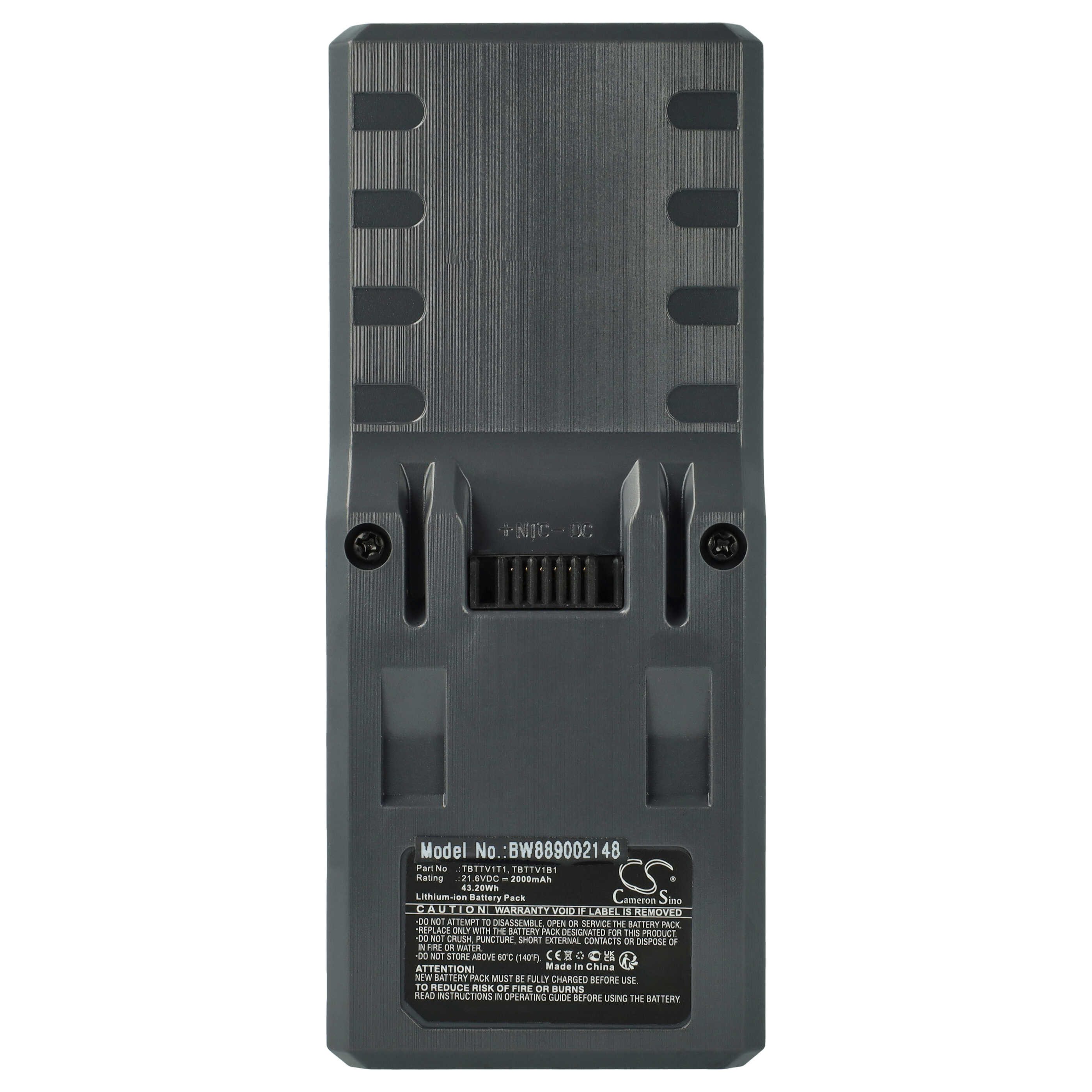 vhbw Akku Ersatz für Hoover TBTTV1P1, TBTTV1B1, TBTTV1T1, TBTTV1P2, Staubsauger-Akku Akku Li-Ion 2000 mAh (21,6 V, 1 St), Leistungsfähiger Austausch-Akku für Ihren Staubsauger