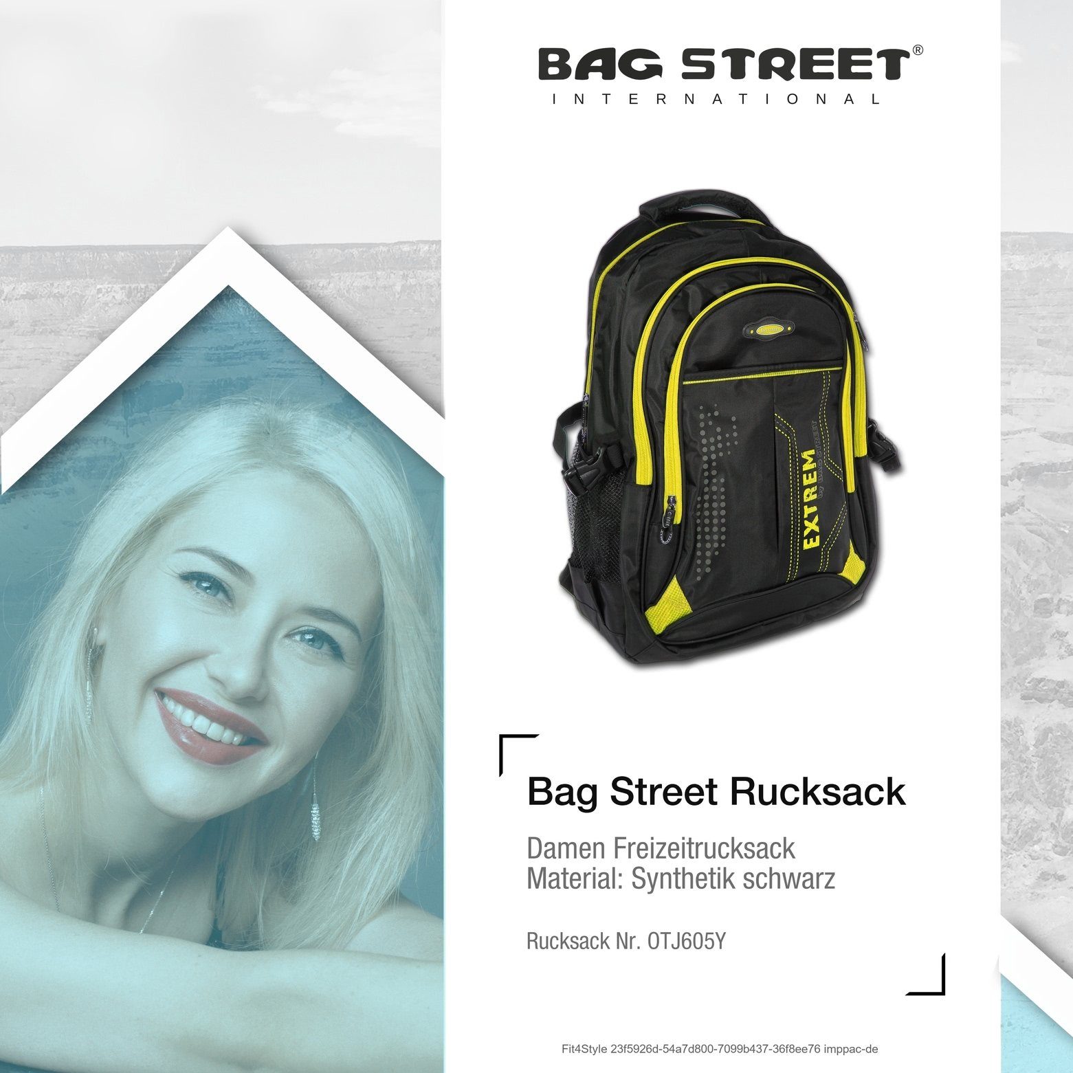 Herren Freizeitrucksack BAG ca x Sportrucksack Damen Synthetik, Freizeitrucksack, (Freizeitrucksack), schwarz, Street Bag STREET Sporttasche gelb ca. 30cm