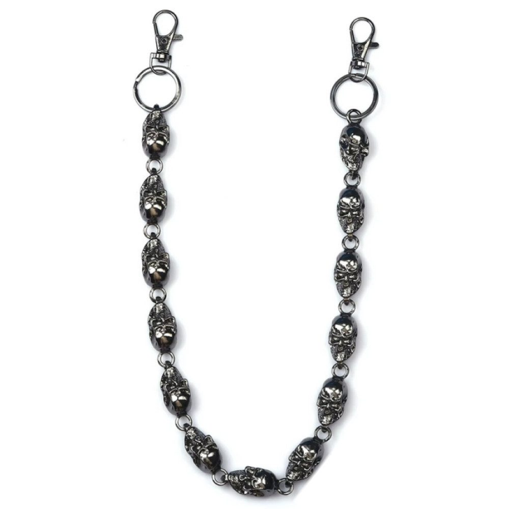 Ware aus aller Welt Hosenkette Einreihig mit Totenköpfen und Karabiner – Geldbörsenkette Biker-Kette, (1-tlg)