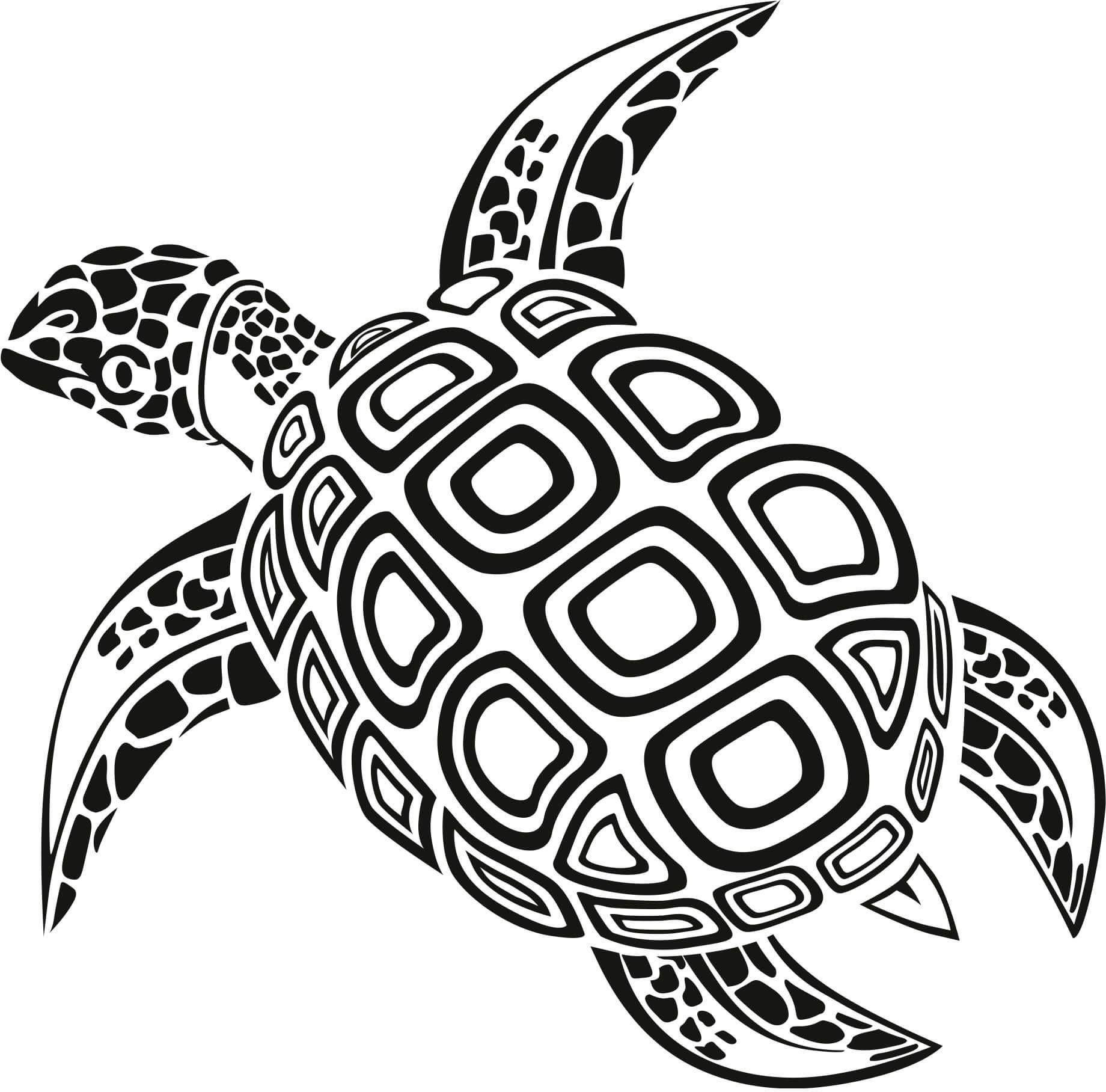 schwarz Wandtattoo Wall-Art Schildkröte