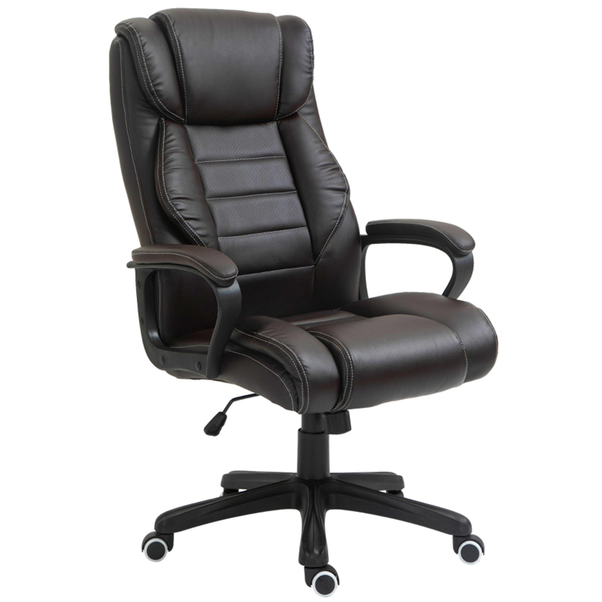 MC Star Bürostuhl mit Massagefunktion, Ergonomischer Chefsessel mit Vibrationsmassage (Wippfunktion, Höhenverstellbarer Schreibtischstuhl Drehstuhl, Braun)