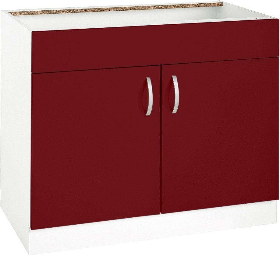 wiho Küchen Spülenschrank Flexi Breite 100 cm Rot Glanz