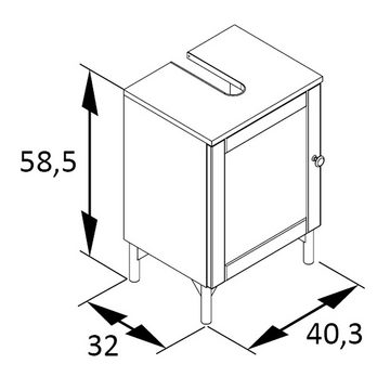 Lomadox Waschbeckenunterschrank JONA-80 Badschrank Unterschrank 40cm breit, 1 Tür, blau