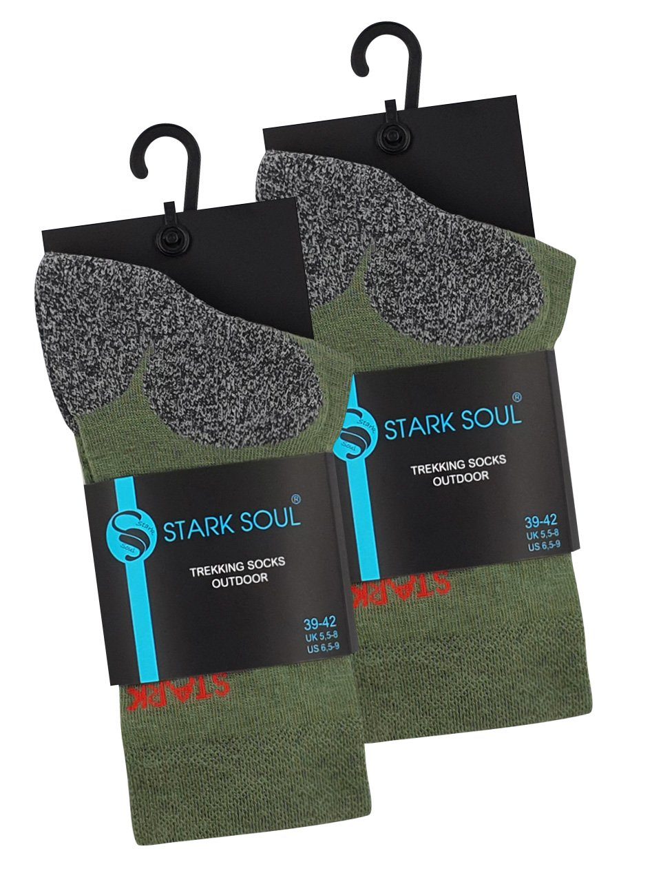 Stark Soul® Wandersocken Trekking Logo Paar) - eingewebtes 2 gruen Hiking Socken Paar Outdoor (2 Wandersocken