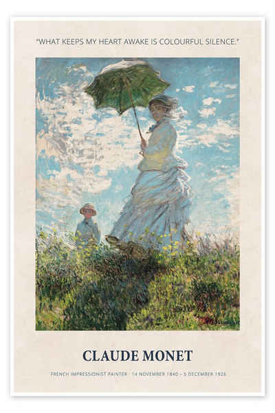 Posterlounge Poster Claude Monet, What Keeps my Heart Awake is Colourful Silence, Schlafzimmer Vintage Malerei