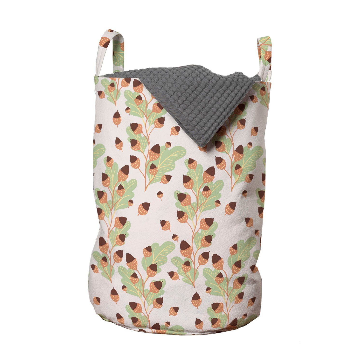 Abakuhaus Wäschesäckchen Wäschekorb mit Griffen Kordelzugverschluss für Waschsalons, Herbst Eicheln auf Eiche Blätter