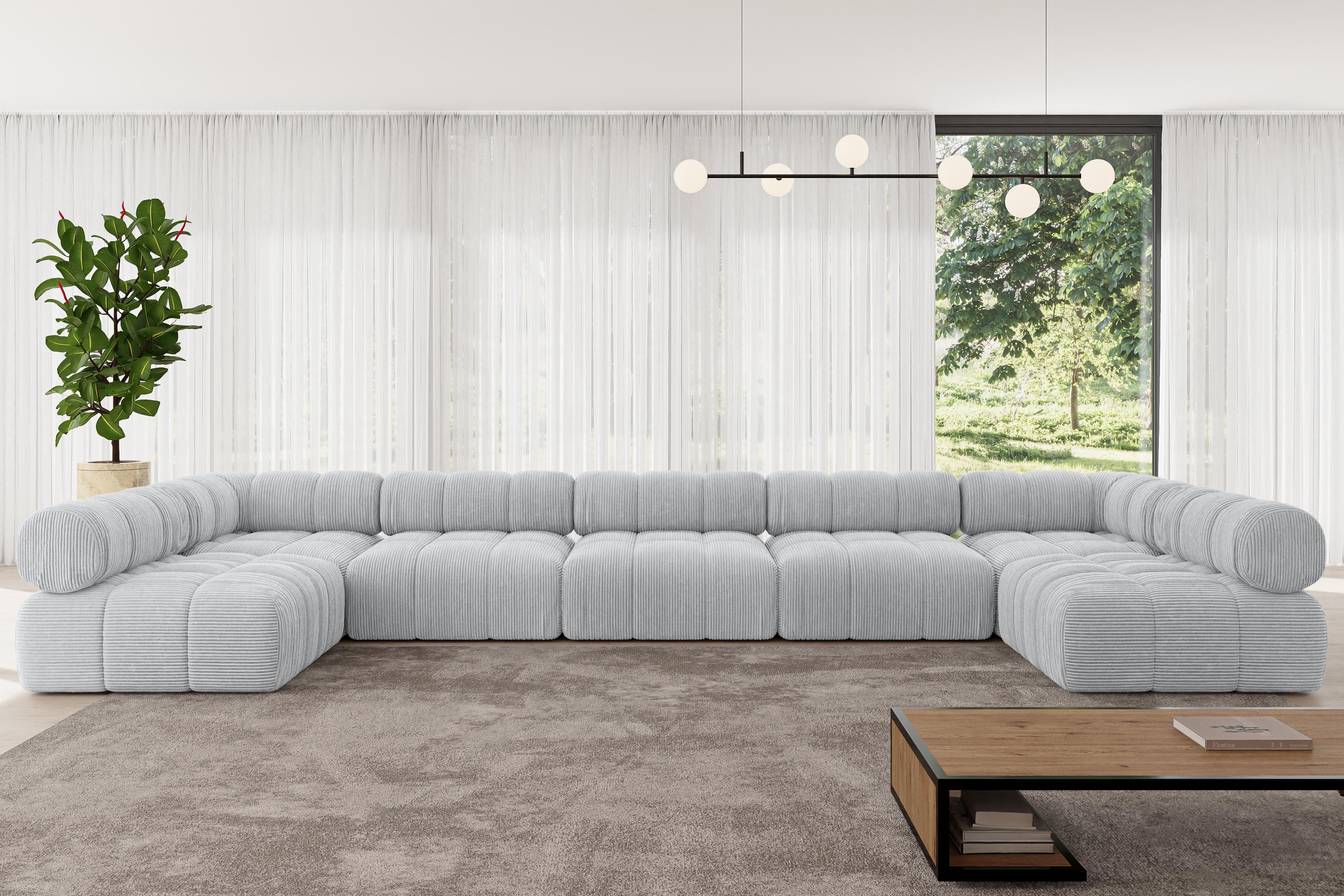 ALTDECOR Wohnlandschaft Garvo-U3, Corner Sofa U-Form Vielseitige Sofa Wohnlandschaft Wohnzimmer, Sofa Praktische Bequeme Funktionsecke Couch L-Form Eckcouch