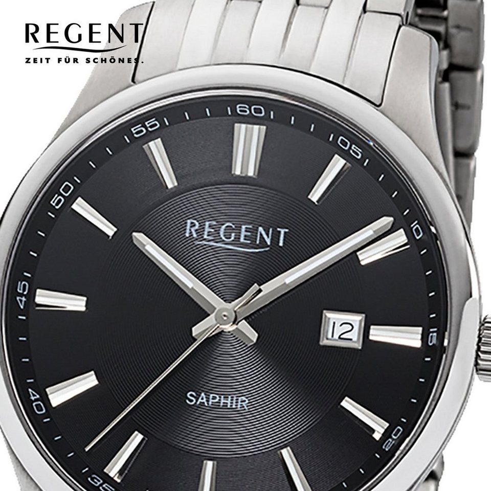 Regent Quarzuhr Regent Herren Uhr GM-1626 Metall Quarz, Herrenuhr rund,  mittel (ca. 38mm), Metall, Elegant