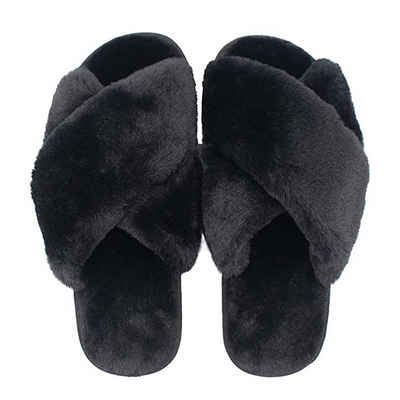 FeelGlad »Hausschuhe Damen Winter Warm Plüsche Pantoffeln rutschfeste Flache Flip Flop Slippers Indoor/Outdoor« Pantoffel