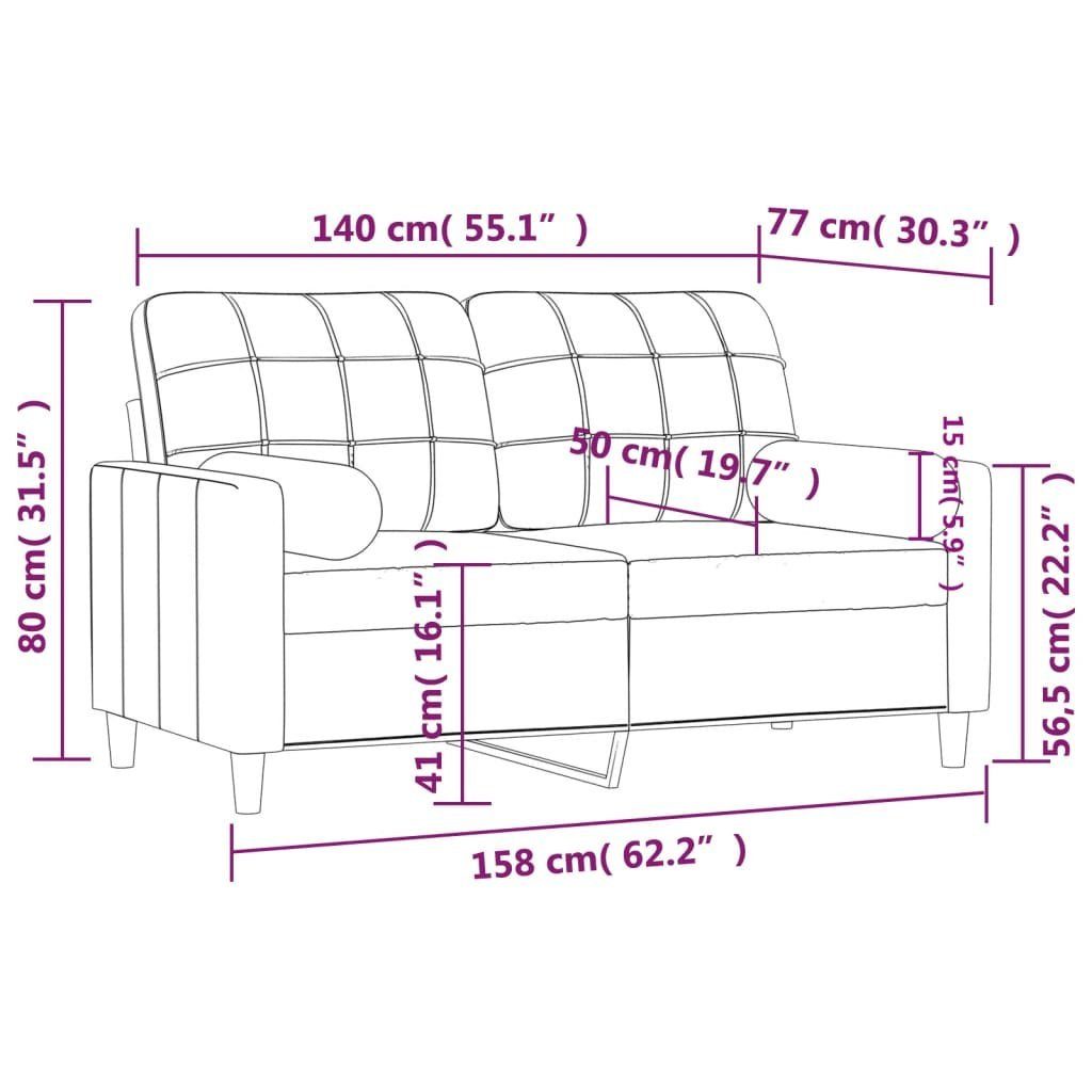 2-Sitzer-Sofa Stoff mit Hellgelb vidaXL Sofa cm Zierkissen 140