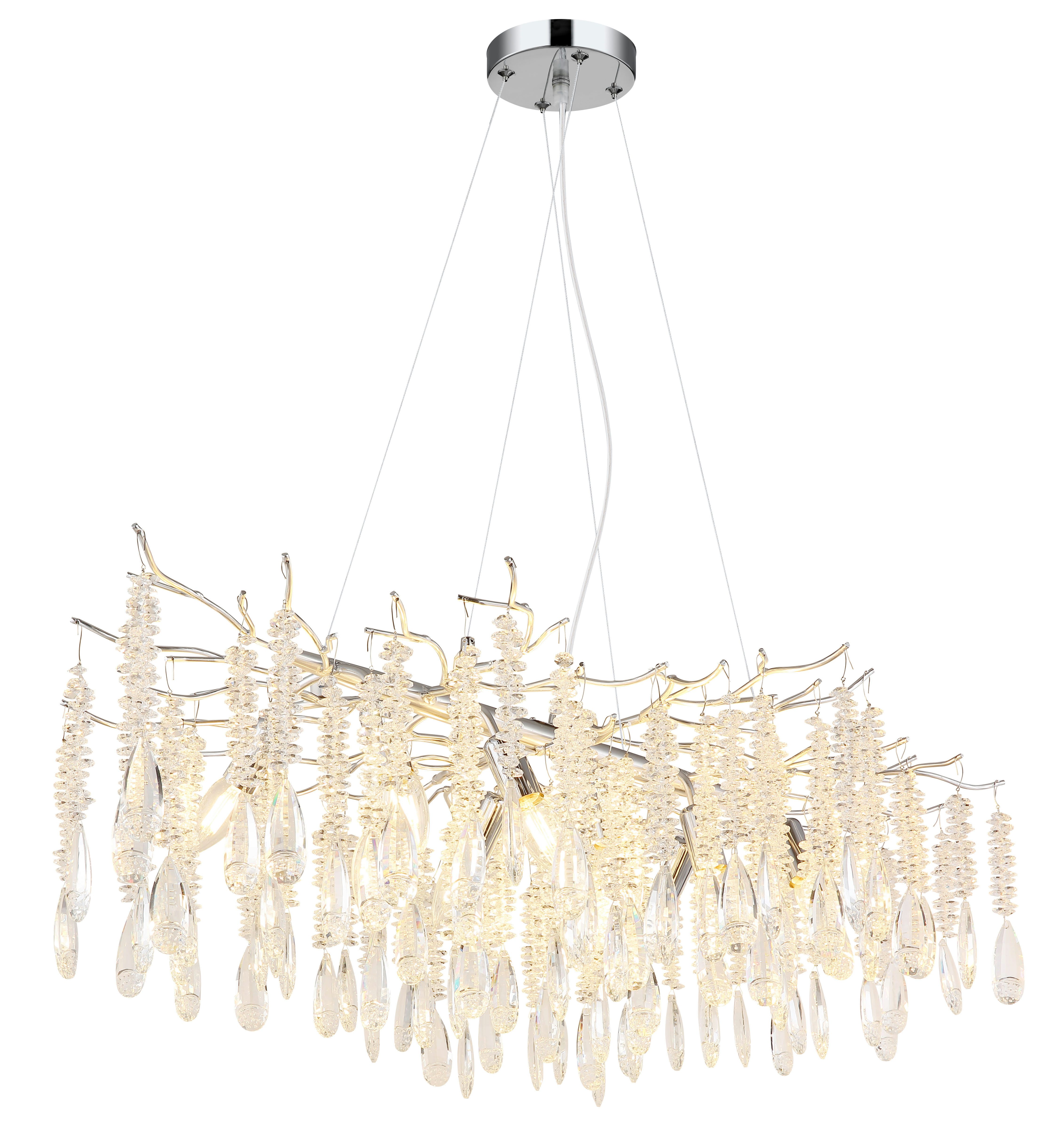 GLOBO LIGHTING Hängeleuchte KINGA, ohne Leuchtmittel, Eleganter Kristallluster in moderner Silberoptik