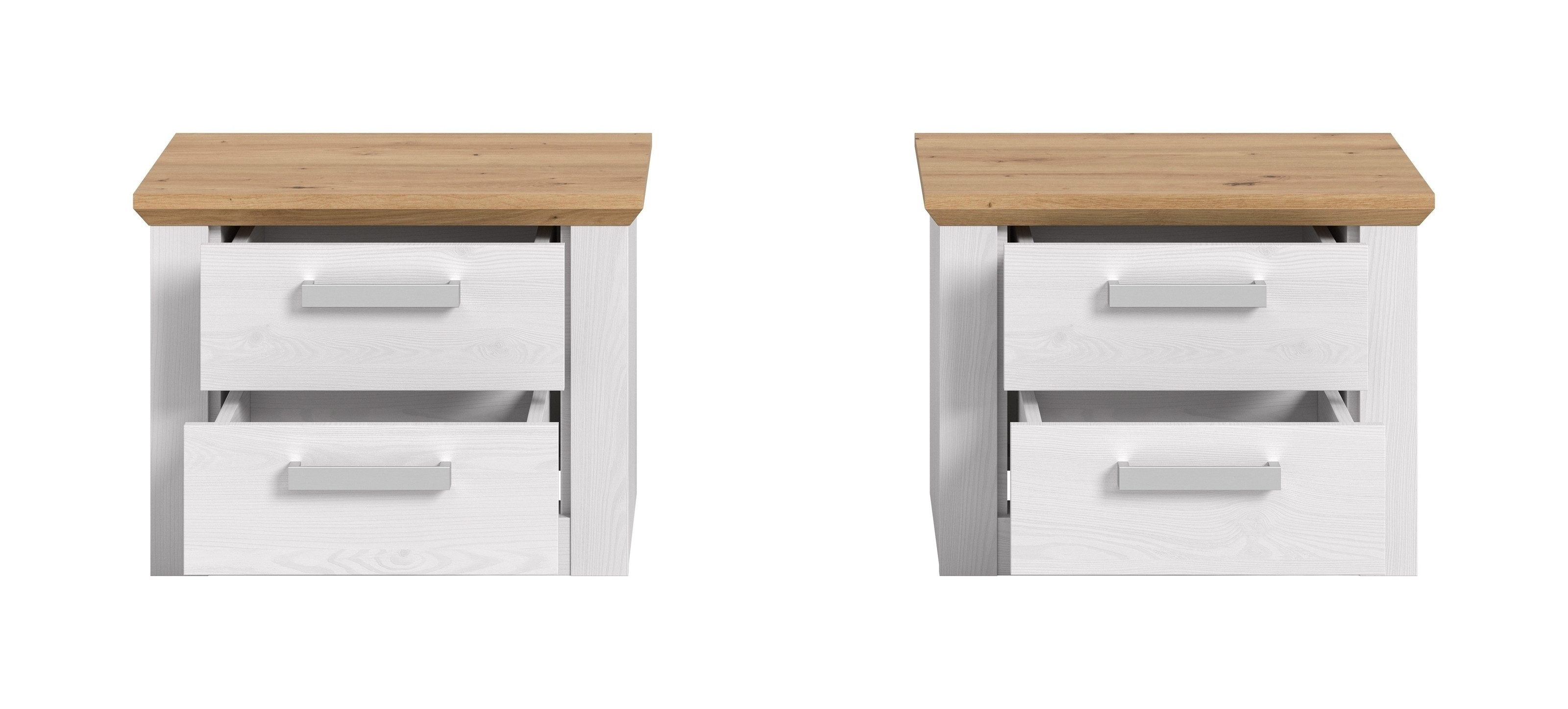 freiraum Nachtkommode Verona, 2er Set in Sibiu Lärche, Spannplatte/MDF - 56x43x39cm (BxHxT)