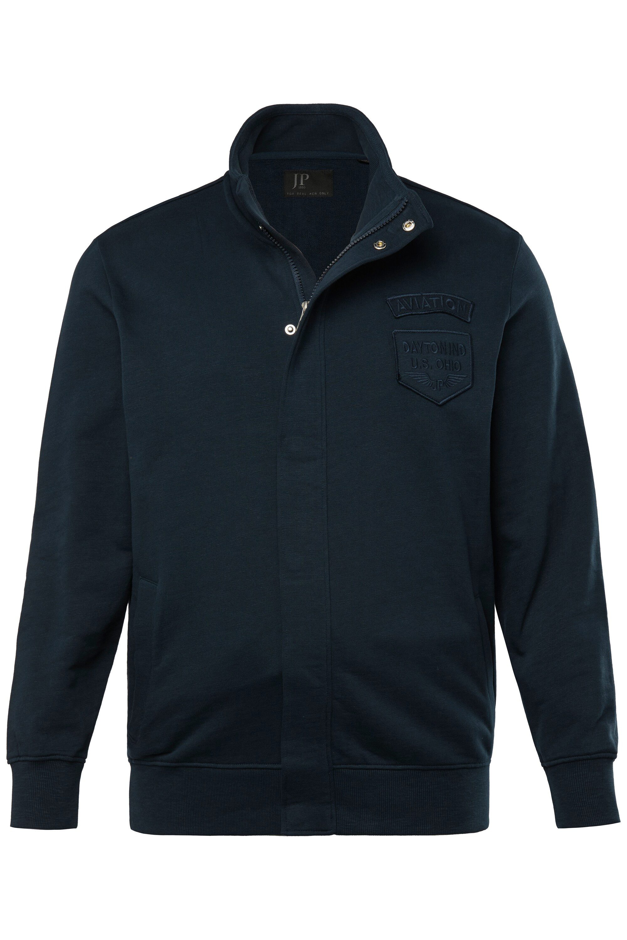 JP1880 Fleecejacke Sweatjacke FLEXNAMIC® Bauchfit Badges Tall