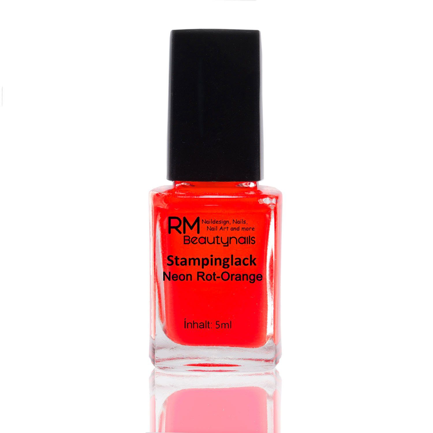 RM Beautynails Nagellack-Set Neon Nagellack Stamping Set Rot Gelb Grün Pink Lila Orange Nail Polish, Schnell trocknend